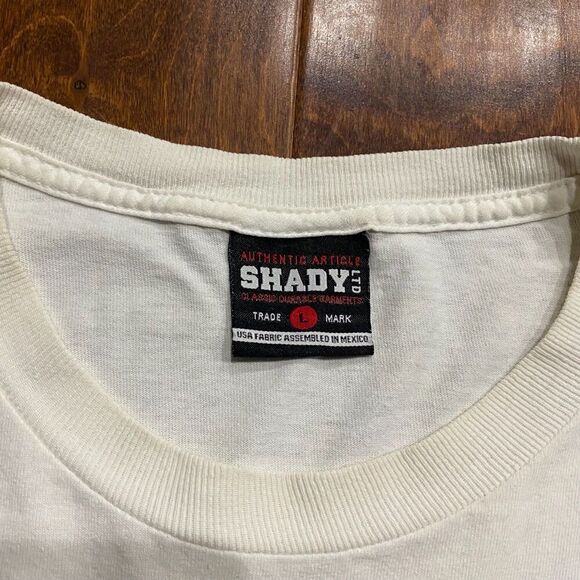 Shady Vintage Y2K Rap Eminem Old English Logo White Blue T-Shirt Mens Size Large - Picture 7 of 9